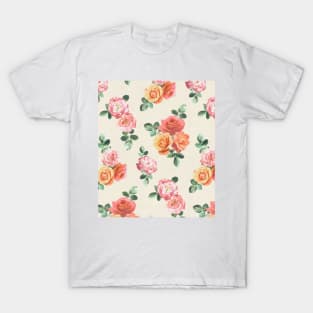 Retro Peach and Pink Roses T-Shirt